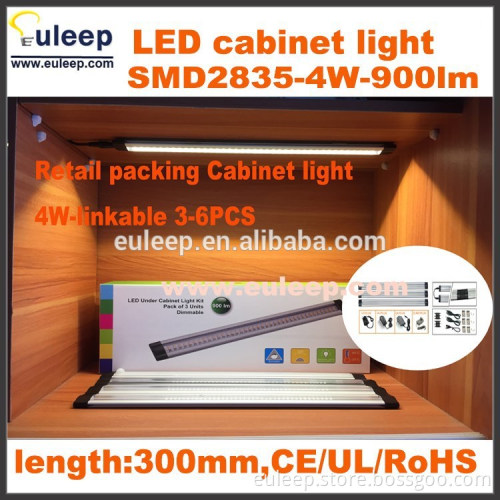 4 Panels- Warm White Dimmable LED Under Cabinet Lighting, Wireless RF Dimmer and Controller Included, Milk Cover